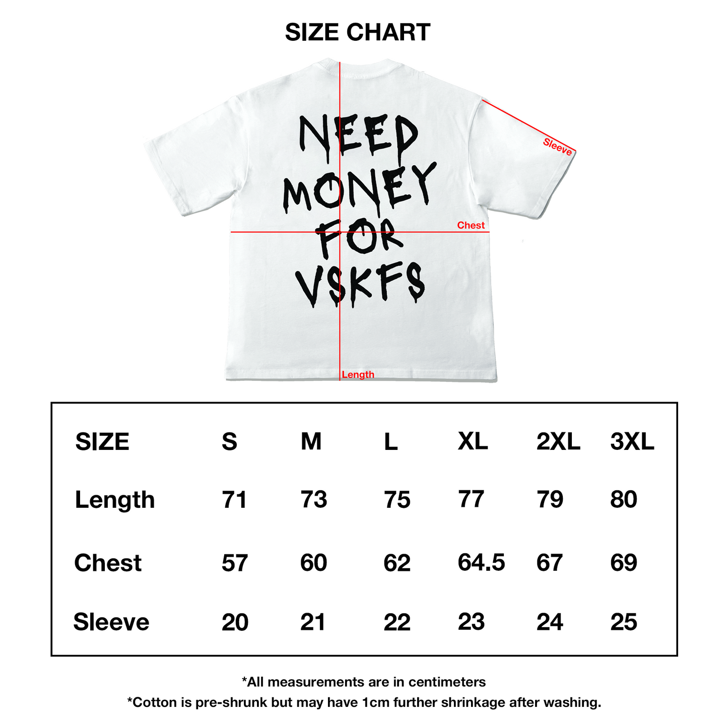 Need Money for VSKFs TSHIRT (WHITE)